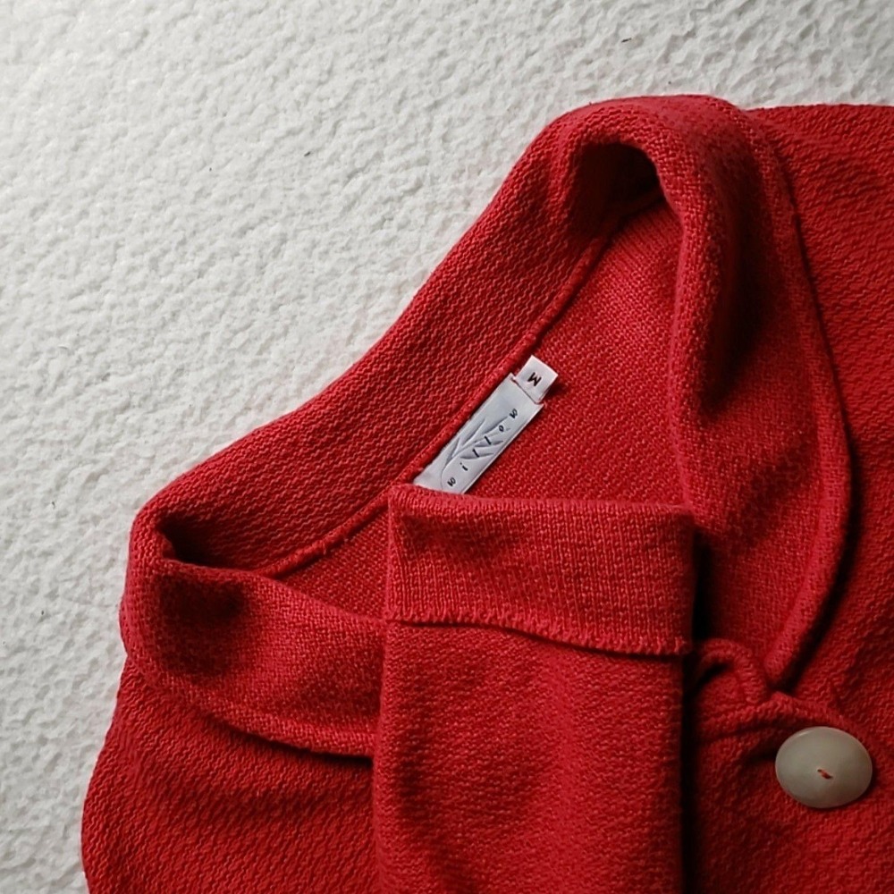 Willow Cardigan Sweater Womens Medium Red Shawl Collar Button Front Knit Cropped